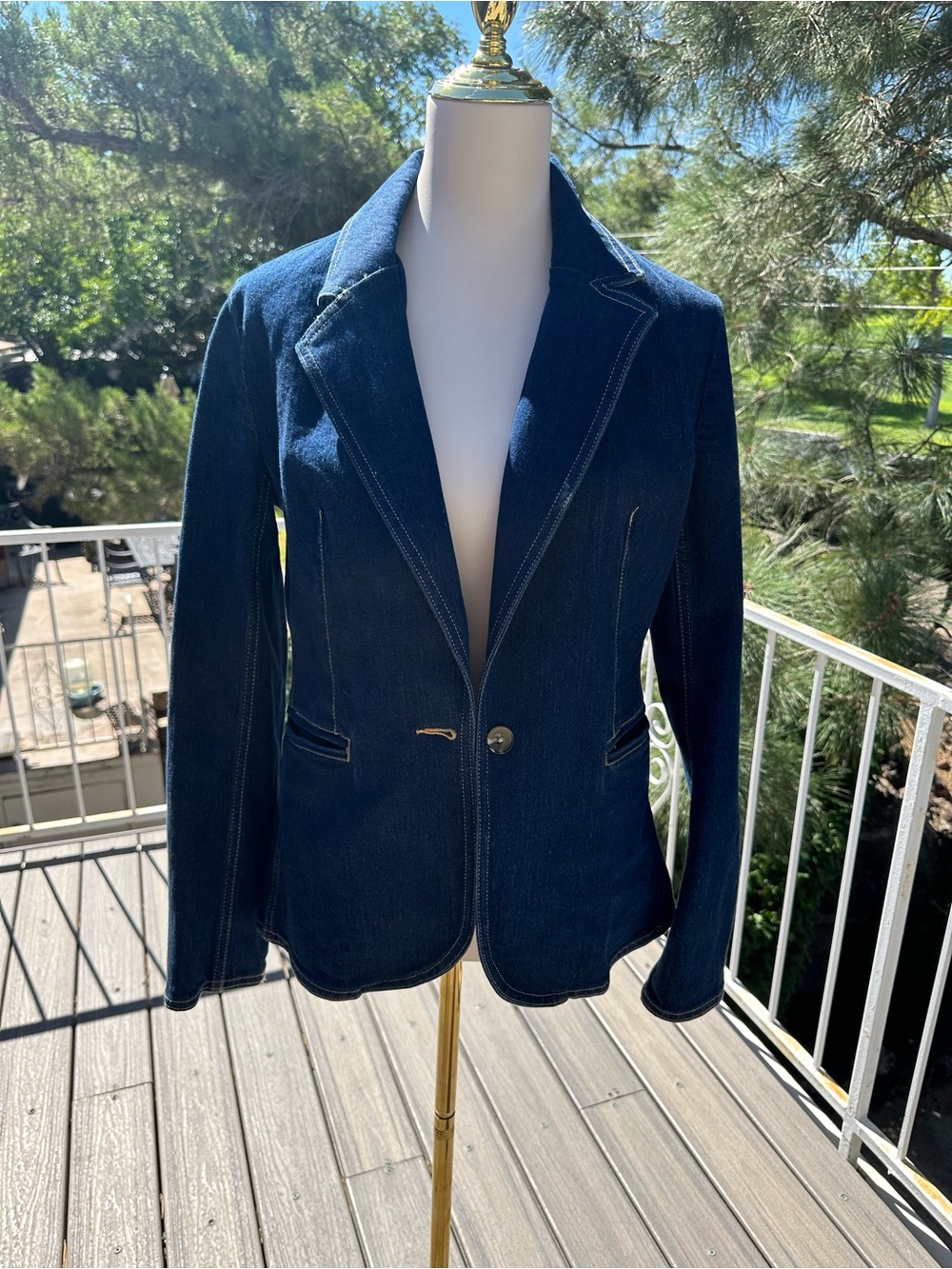 Tailored Dark Blue Denim Blazer